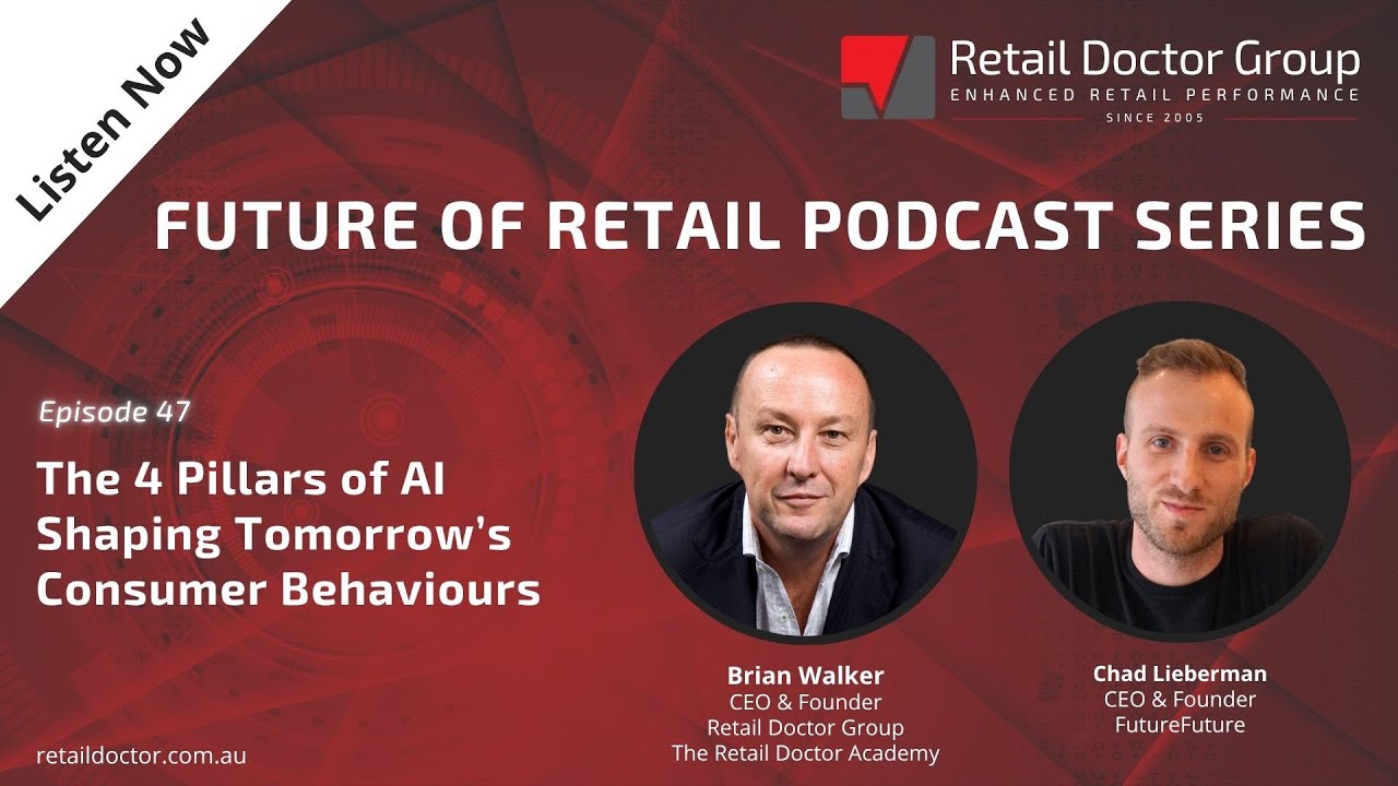 Brian Walker, Founder and CEO of Retail Doctor Group, chats with AI visionary Chad Lieberman to explore how the 4 pillars of AI in retail are fundamentally rewiring the DNA of search, consumer behaviour, language model learning, customer experience, and retail commerce overall.